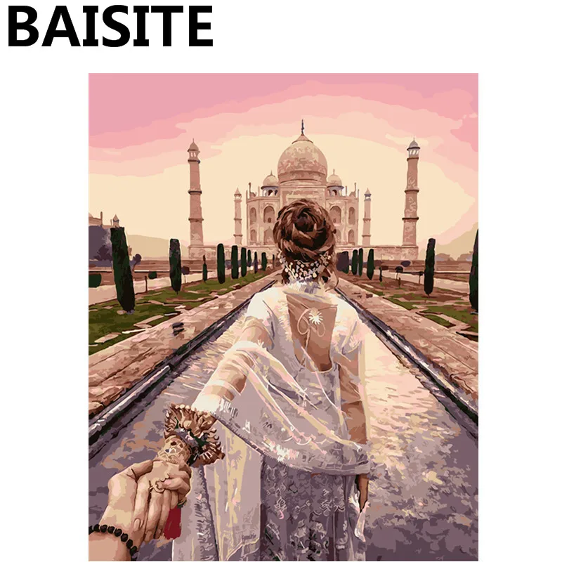 

BAISITE Framed Landscape PBN DIY Oil Painting By Numbers Painting&Calligraphy Wall Art Home Decor size 40*50cm E863