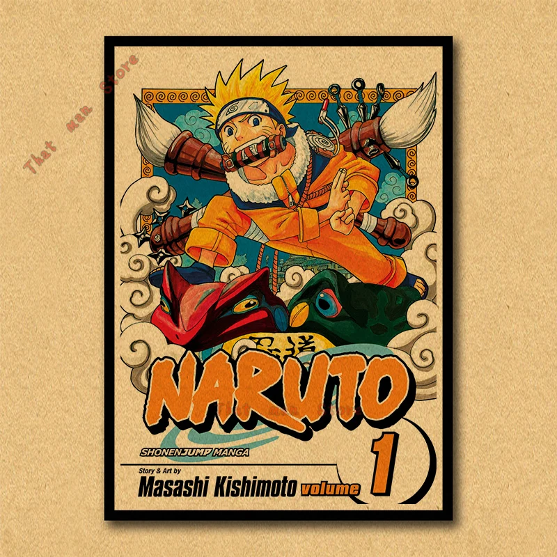 Постер Naruto обои аниме картины общежитии окружает джакузи Наруто/Учиха Итачи/плакат из крафт-бумаги/стикер на стену без рамки - Цвет: Синий