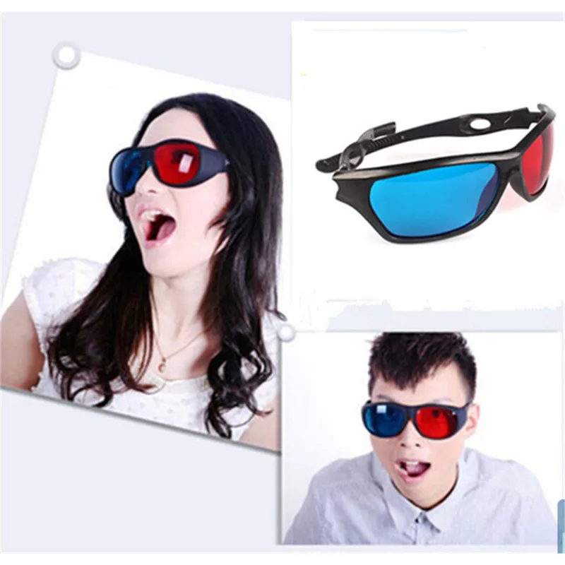 1PC Universal 3D Plastic Glasses Red Blue Black Frame For Dimensional Anaglyph TV Movie DVD Game