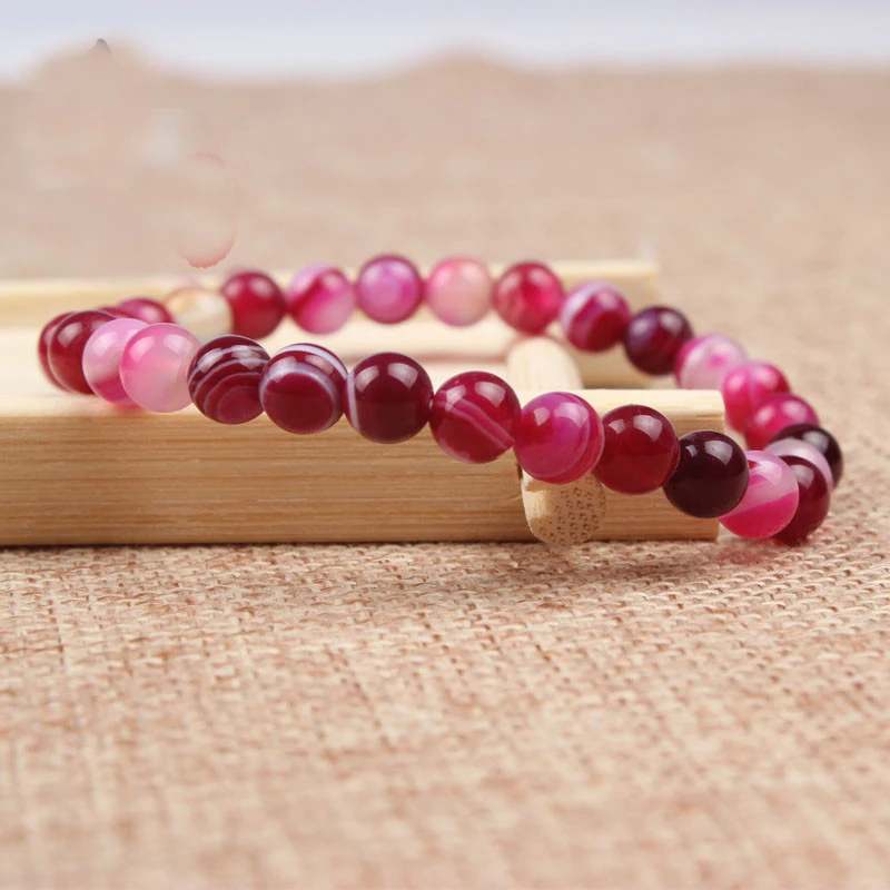 

STENYA Stretch Bracelet Round Beads Elastic Cords Strand Bracelets Ropes Gem Natural Stone Expandable Jewelry AAA Rhodochrosite