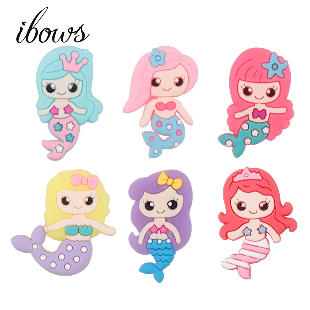 

10pcs/lot Rubber Cartoon Mermaid Patches Miniature Handmade Decoration Patches For Kids DIY Hair Bows Accessories