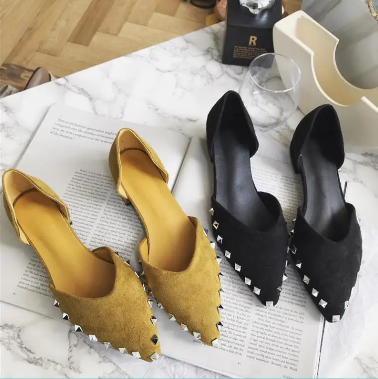 

Low with 2019 spring and autumn summer rivets hollow sets of feet shallow mouth pointed