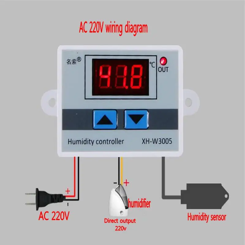 AC 220V Цифровая аппаратура регулятора влажности переключатель контроля Влажности Гигростат гигрометр SHT20 датчик влажности W3005
