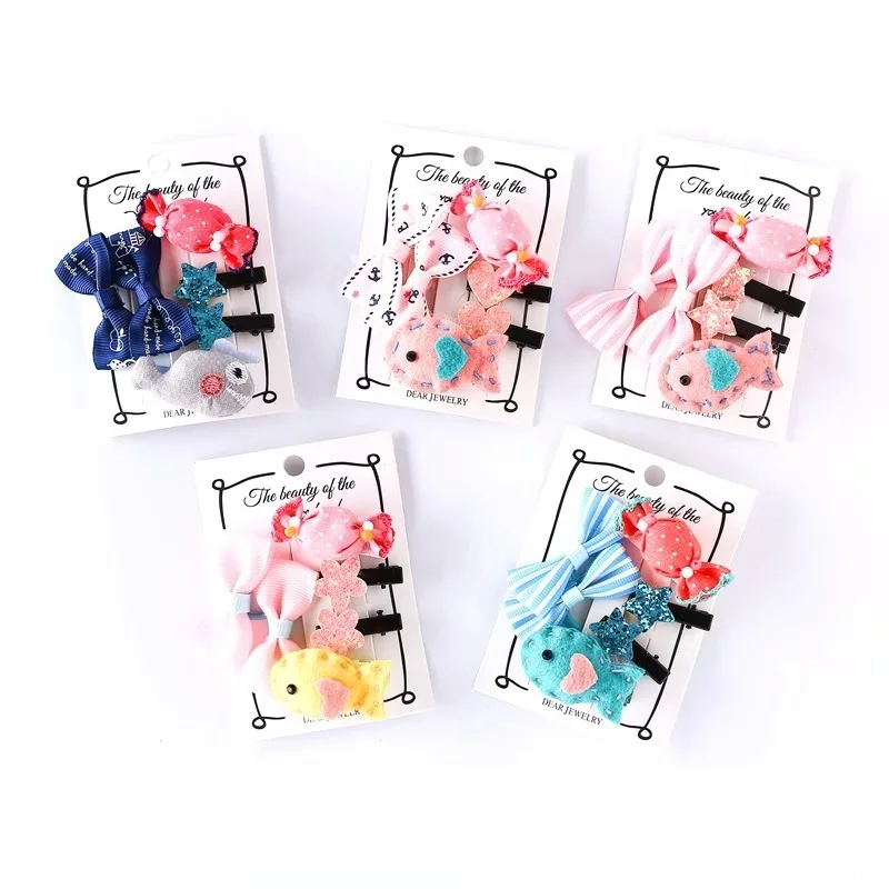 

2019 New 6Pcs/Set Cute Baby Girls Hair Clips Bow Elastic Hair Bands Flower Star Fish Hairpins Hair Accessories Kids Barrettes
