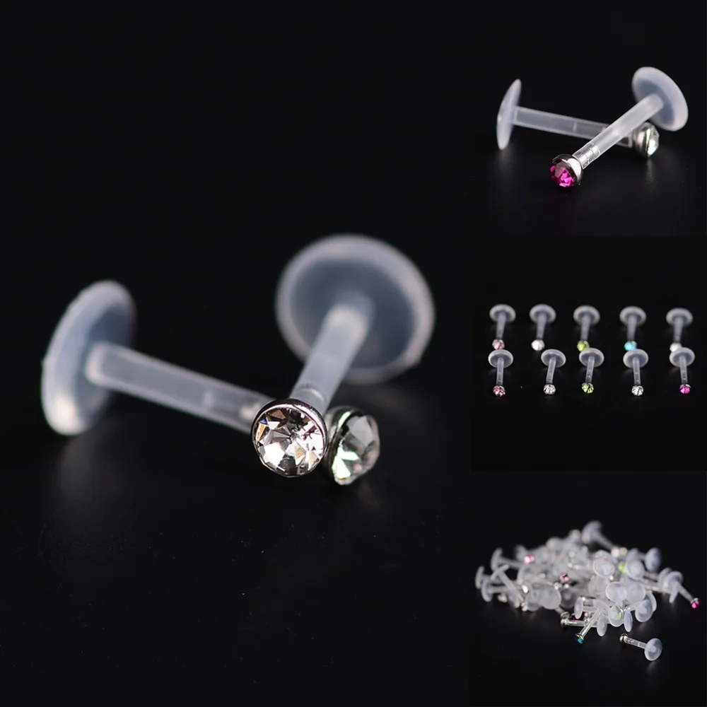 Imixlot 5 шт. Мода Круглый Циркон CZ 316l сталь и PTFE Labret губы бар кольцо пирсинг для хрящевой части уха Tragus сексуальная девушка ювелирные изделия 16 г