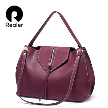 

REALER women handbags designer crossbody shoulder bags artificial leather high quality hobos ladies totes messenger bags female
