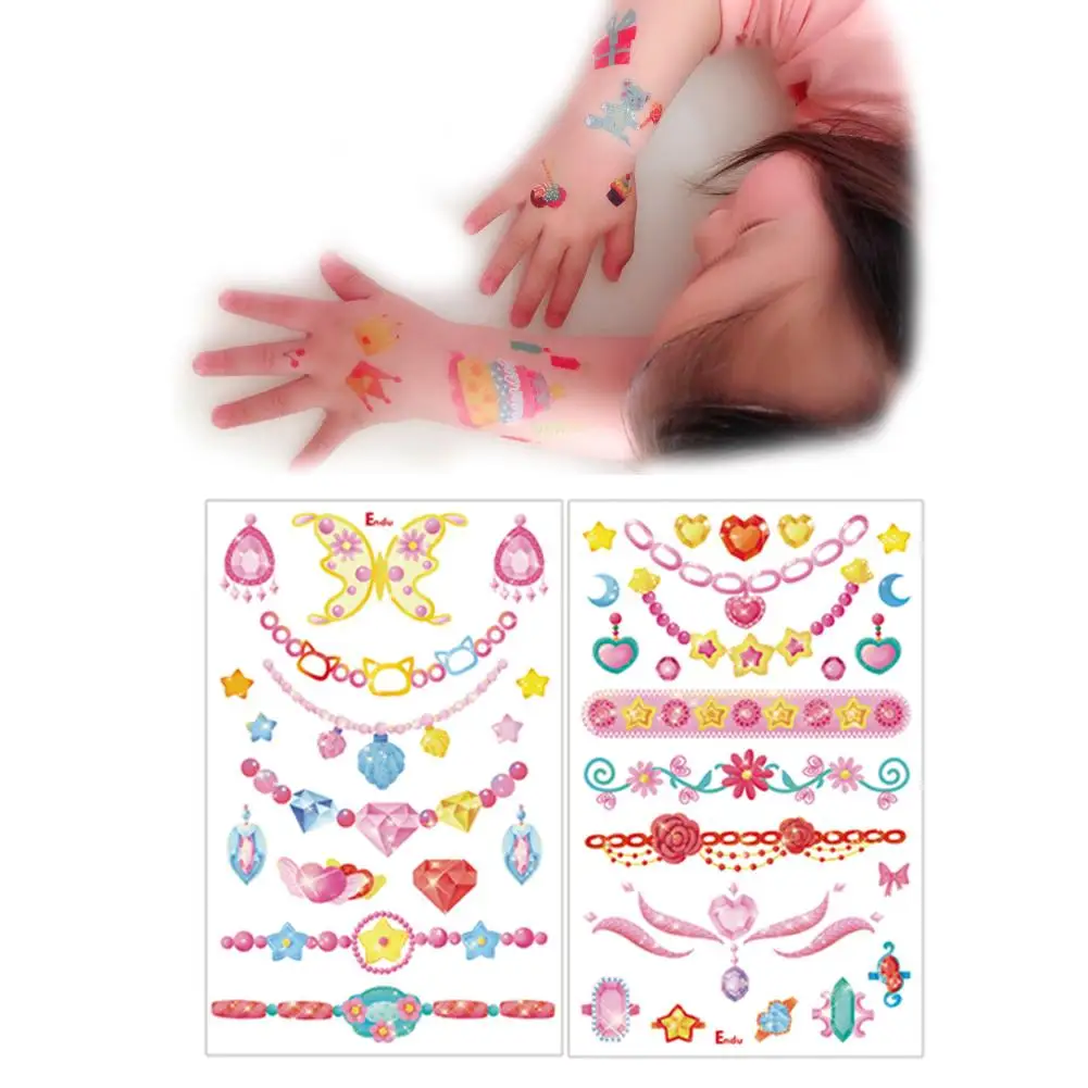 Child Tattoo Stickers Cute Cartoon Waterproof Non-toxic Arm Face Stickers Puffy Kids Stickers For Children Scrapbooking