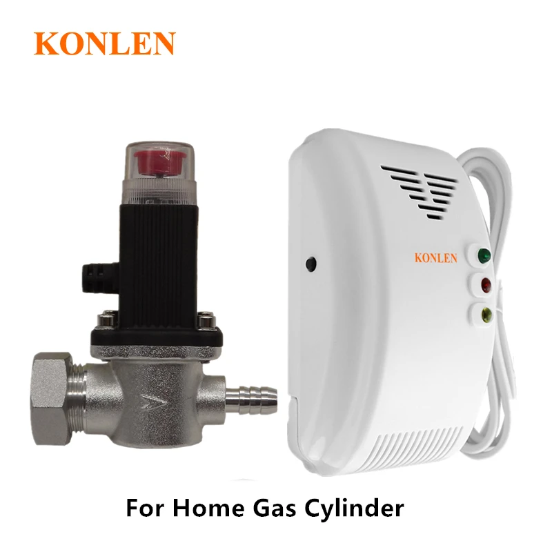 KONLEN Válvula con Detector de fugas de Gas Natural GLP, Sensor de alarma de fugas para cilindro doméstico, cierre de emergencia, seguridad de la casa| | - AliExpress