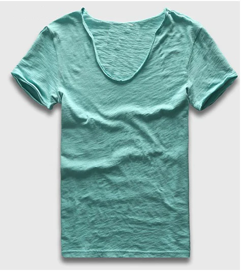 Брендовая мужская футболка в стиле хип-хоп, модная повседневная хлопковая Футболка с v-образным вырезом XXL Swag для мужчин, мужские футболки с коротким рукавом - Цвет: Мятный