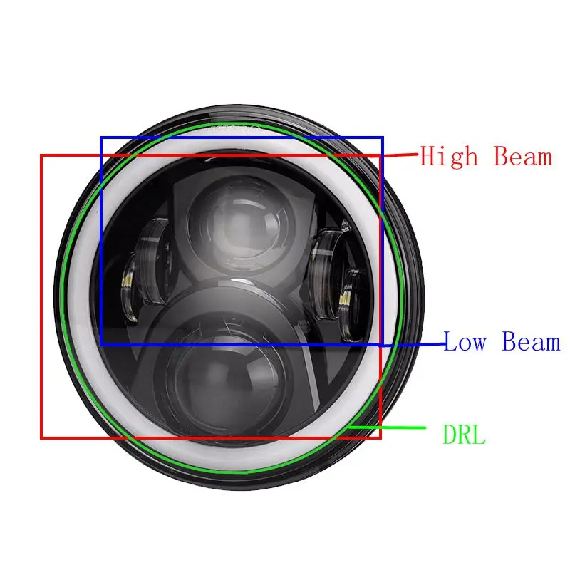 7 дюймов Harley светодиодные фары для мотоциклов Белый Halo Ангел глаз/DRL + 2 шт. 4,5 "дюймов светодиодные противотуманные фары Halo Кольцо DRL