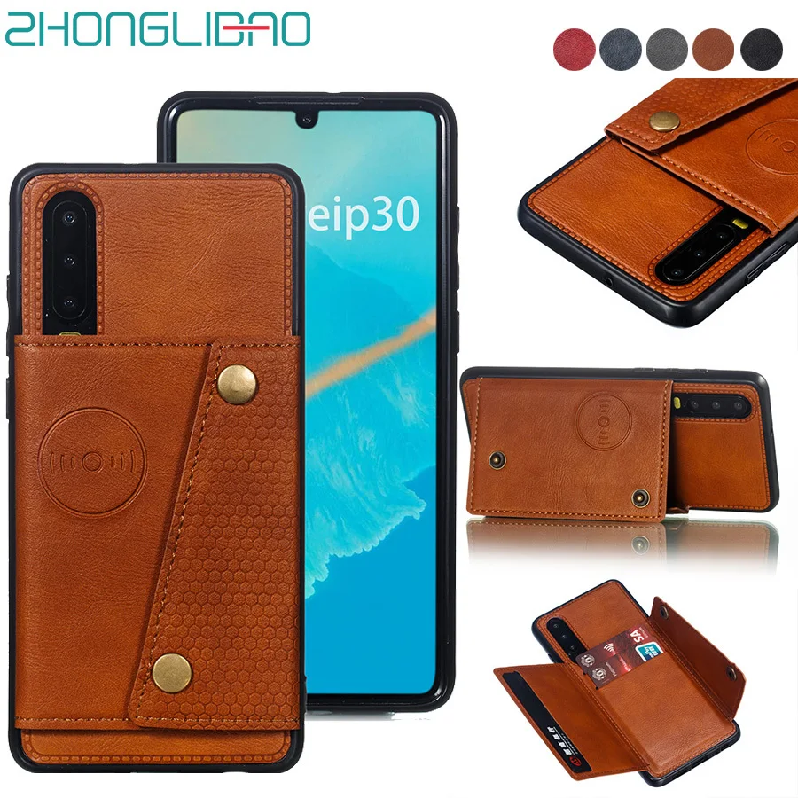 Ударопрочный чехол бумажник для Huawei P40 P30 Pro plus P20 Lite 2019 NOVA 5 5i 4e 3e кожаный с карманом