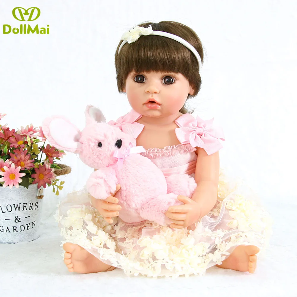 55 см Bebe кукла Возрожденный силикон девушка объятия кролик игрушка Reborn Baby Doll bebe подарок для детей живая принцесса DIY играть hosue игрушка