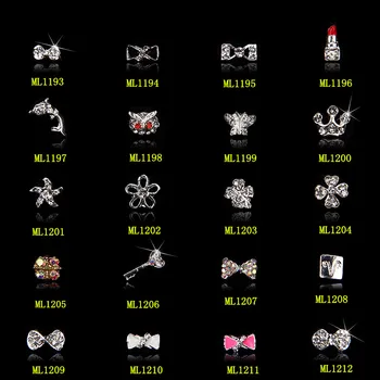 

100pcs New Charm Crown/Lipstick/Dolphin Design 3D Nail Art Tips Crystal Rhinestones DIY Glitter Jewelry Decoration ML1193-1212#