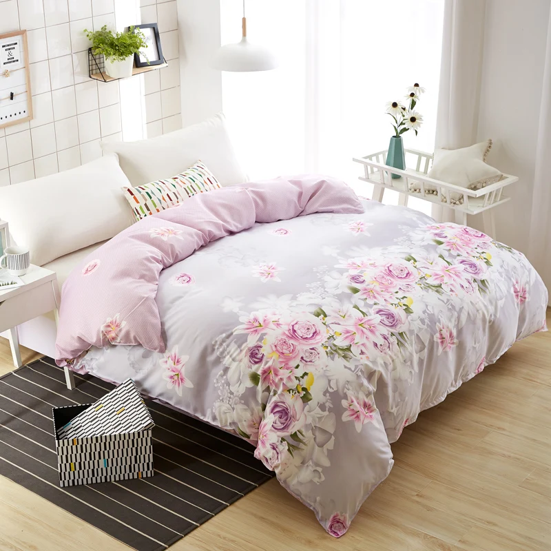 

Fashion Purple Rose Duvet Cover 1 Piece Polyester/Cotton Quilt Cover Comforter Cases/Cover Twin Full Queen King Free Shipping