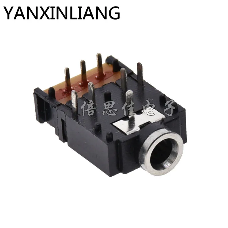 

5Pcs/lot PJ-307 3.5mm Stereo Audio Jack Socket 3.5 Dual Track Headphone Connector 8Pins with switch PJ307