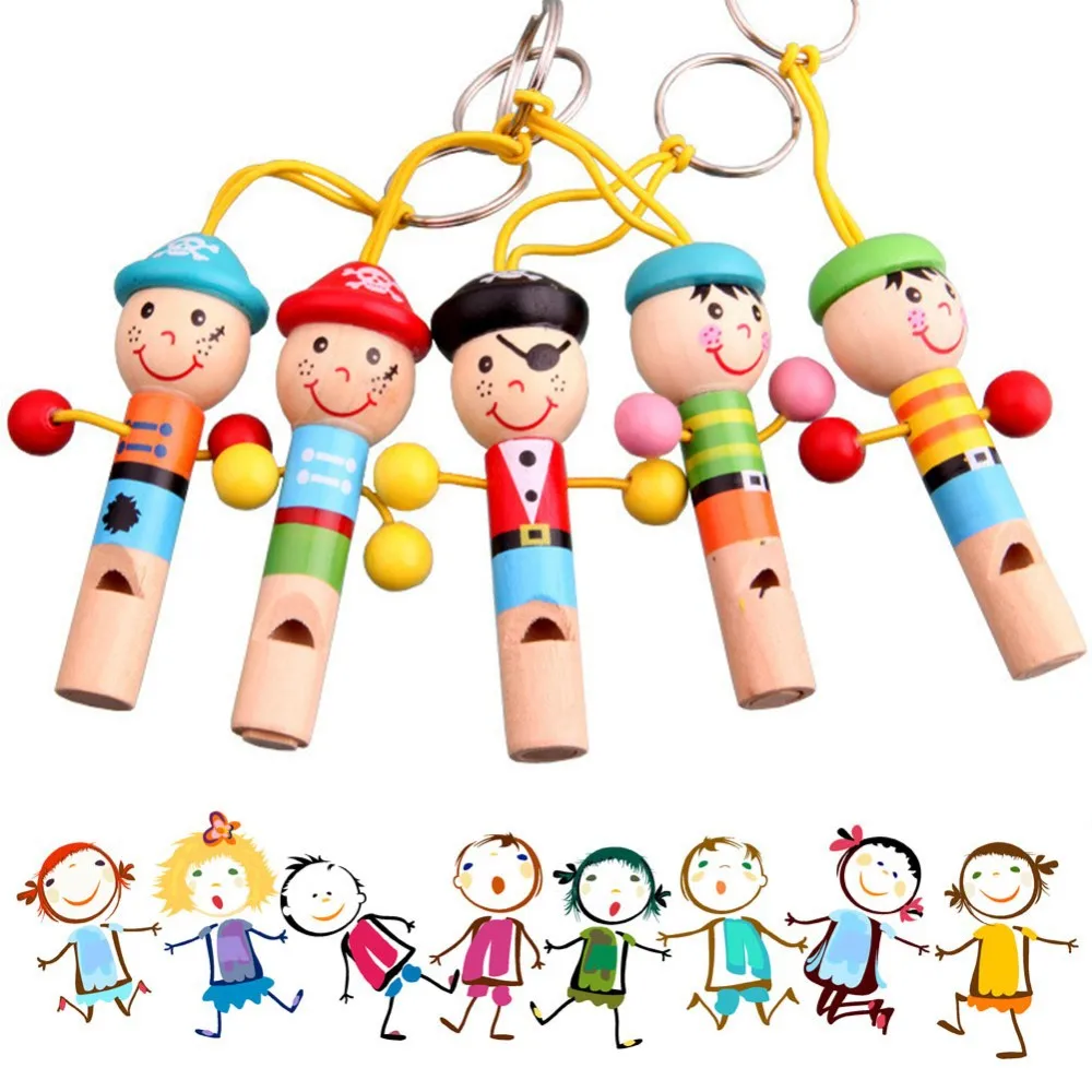

Little Pirate Whistle Children Kids Wooden Whistle Cartoon Whistle Toy Gift for Girls Boys Musical Toy Instrument Random Color