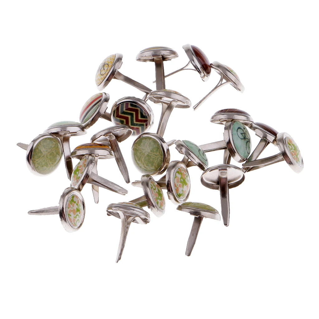 50 Pieces Mixed Decorative Brads Paper Fasteners Scrapbook
