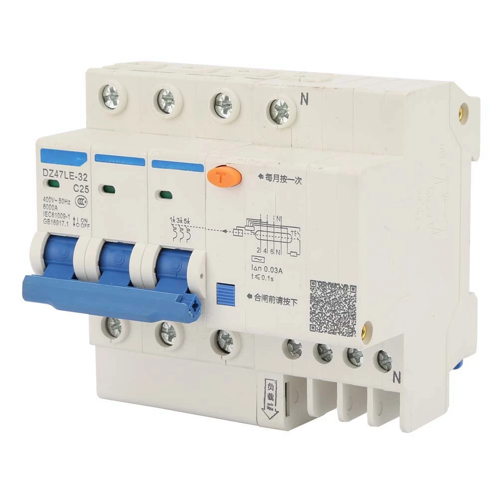 DZ47LE-32 3 P+ N 400 В утечки земли защитный автомат-выключатель
