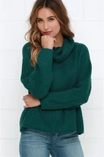 Women Sweaters High-necked Thick Line Knitting Needle Loose Piles Collar Raglan Sleeve Sweater Es1071