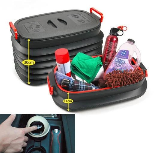 

44x29x30 cm Folding Rear Trunk Stowing Tidying Box Bag Basket ABS For Nissan Patrol Y62 Year 12-17 Up Free Shipping