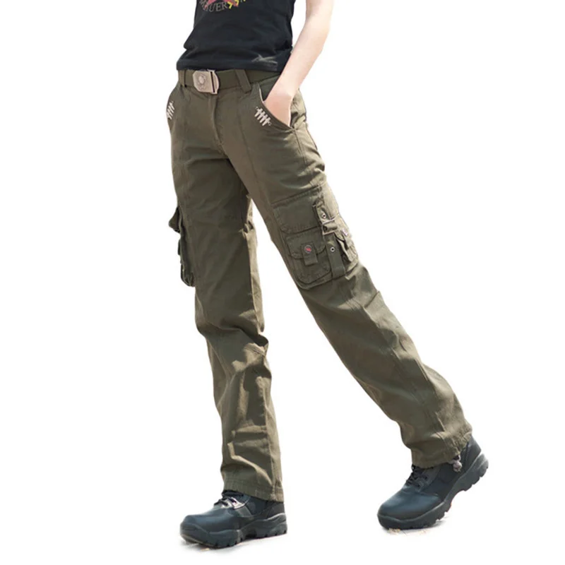 

Camo Womens Trekking Leisure Trousers Outdoor Military Army Combat Tactical Multi-pocket Hiking Pants Women Pantalones Mujer