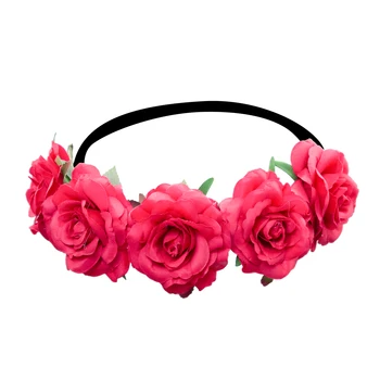 Women Handmade Gradient Rose Flower Wreath Vintage Crown 3