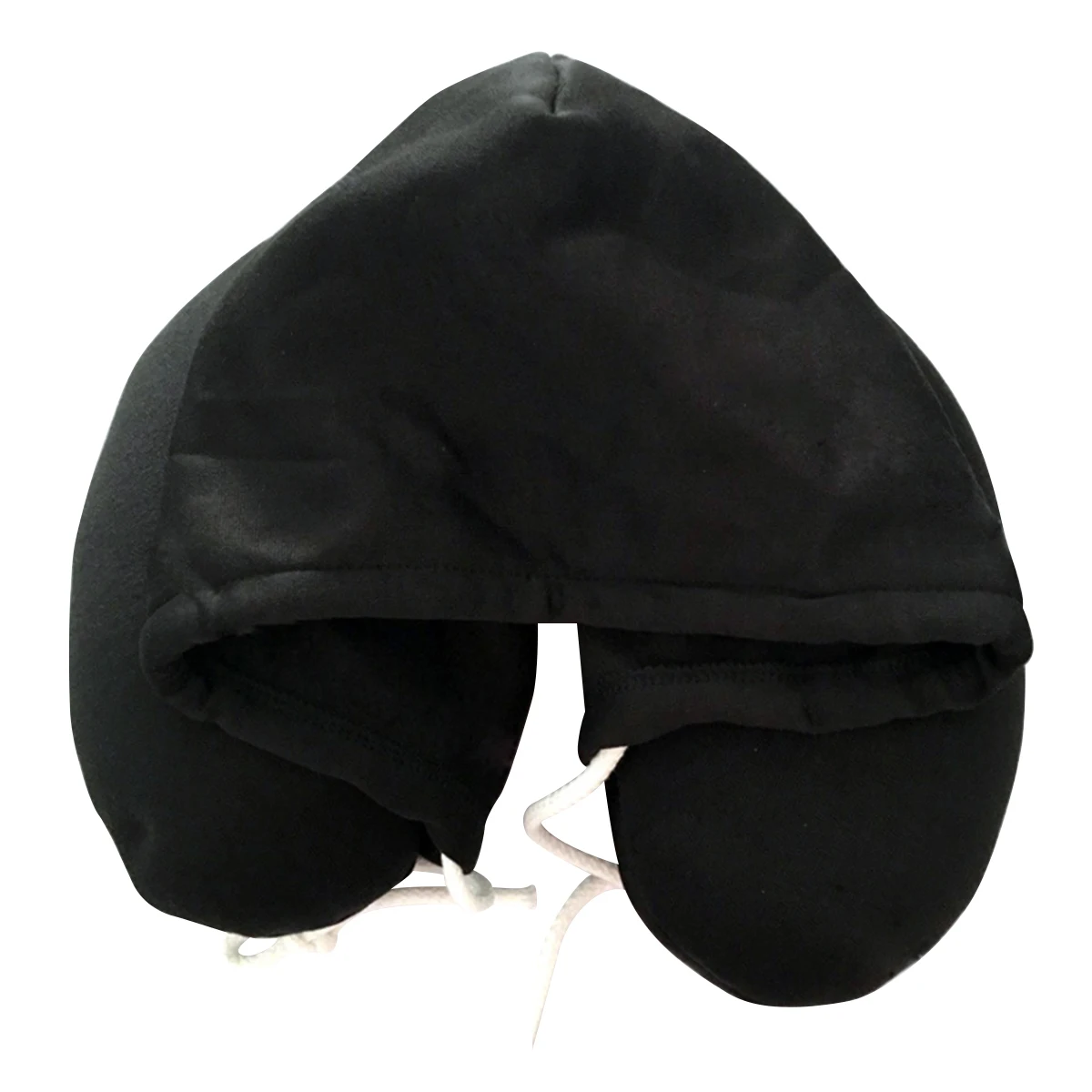 Nosii мягкая u-образная подушка для шеи с капюшоном из микрофибры, подушка для отдыха на шее со шнурком для путешествий - Цвет: Black