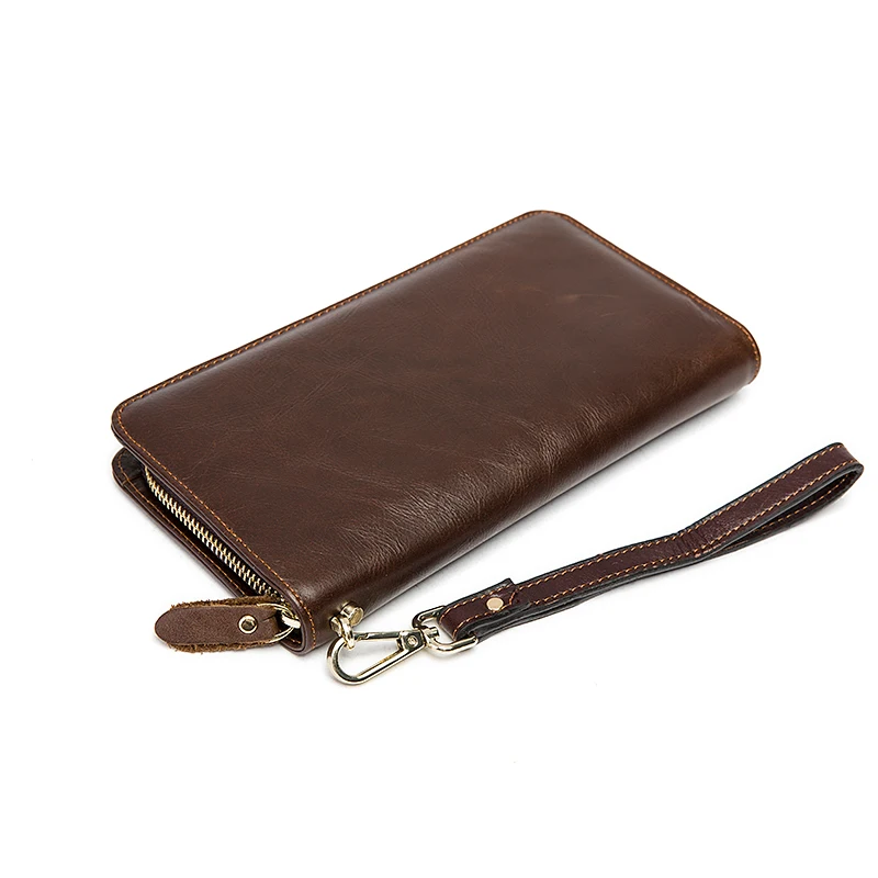 

Genuine Leather Mens Gentleman Real Genuine Leather Bifold Clutch Wallet Coin Purse Pouch  Men Zipper Wallet