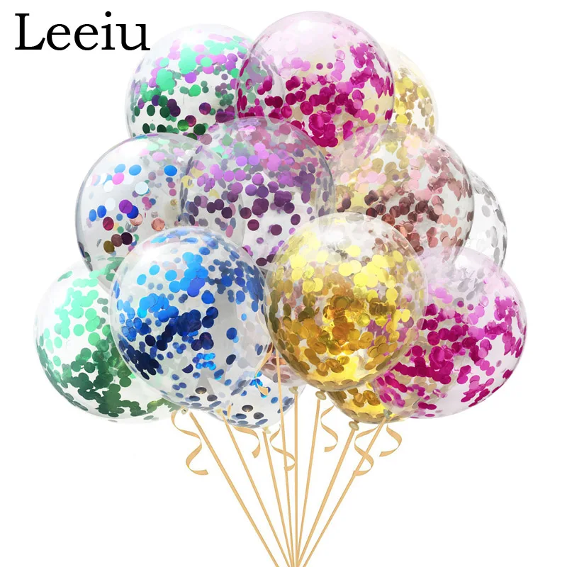 

Leeiu 5 Pcs Transparent Latex Balloon Rose Gold Confetti Balloons Baby Shower Decoration Birthday Balloons Kids Gifts