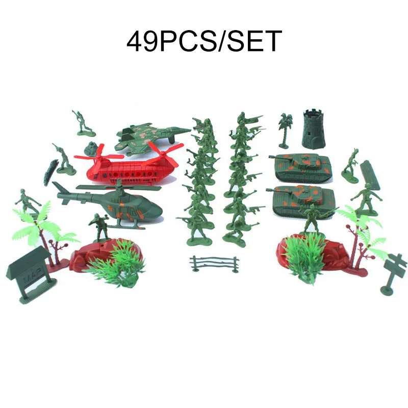 

49PCS/Set Kids Military Array Model Toys Army Soldier Model Sandbox Game Men Figures Model Action Figure Toys For Children Boys