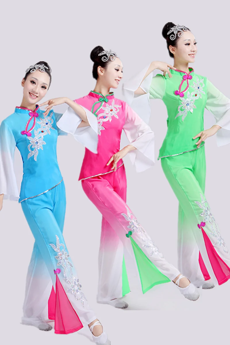 Hanfu костюм Ян ГЭ костюм женский веер народные танцы костюм для танцев для традиционного китайского танца Костюм