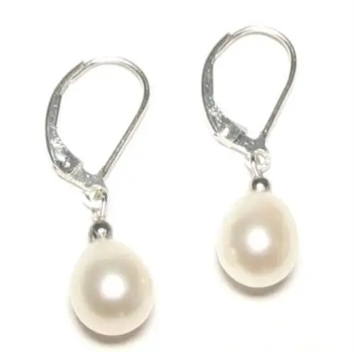 

Hot sell Noble- Wholesale price 16new ^^^^ new 7-8mm Genuine AAA White Pearl 925 Silver Lever Back Earrings