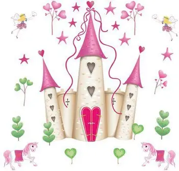 

DF5083 new arrival Removable Pink Princess Castle Girl room Tower Wall sticker for Girls/Kids/Children Bedroom Wall Mural