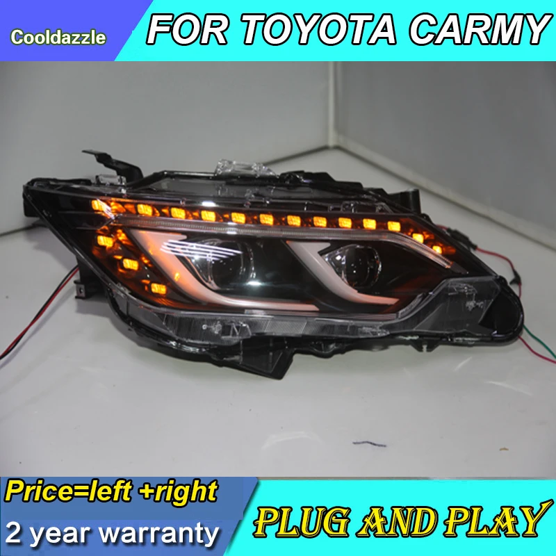 Фары для Toyota Camry 2015 года передние фары поворотный сигнал дневные ходовые огни
