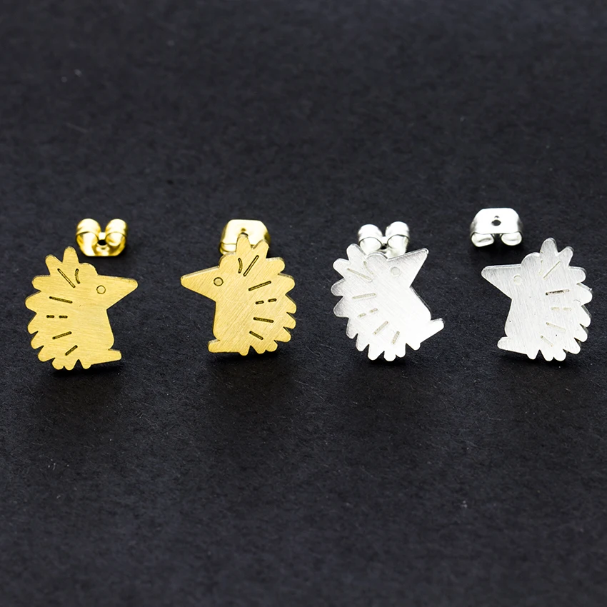 

Minimal Hedgehog Earrings For Women Dainty Jewelry boucle d'oreille 2018 Stainless Steel Animal Stud Earrings Bijoux Femme Bff