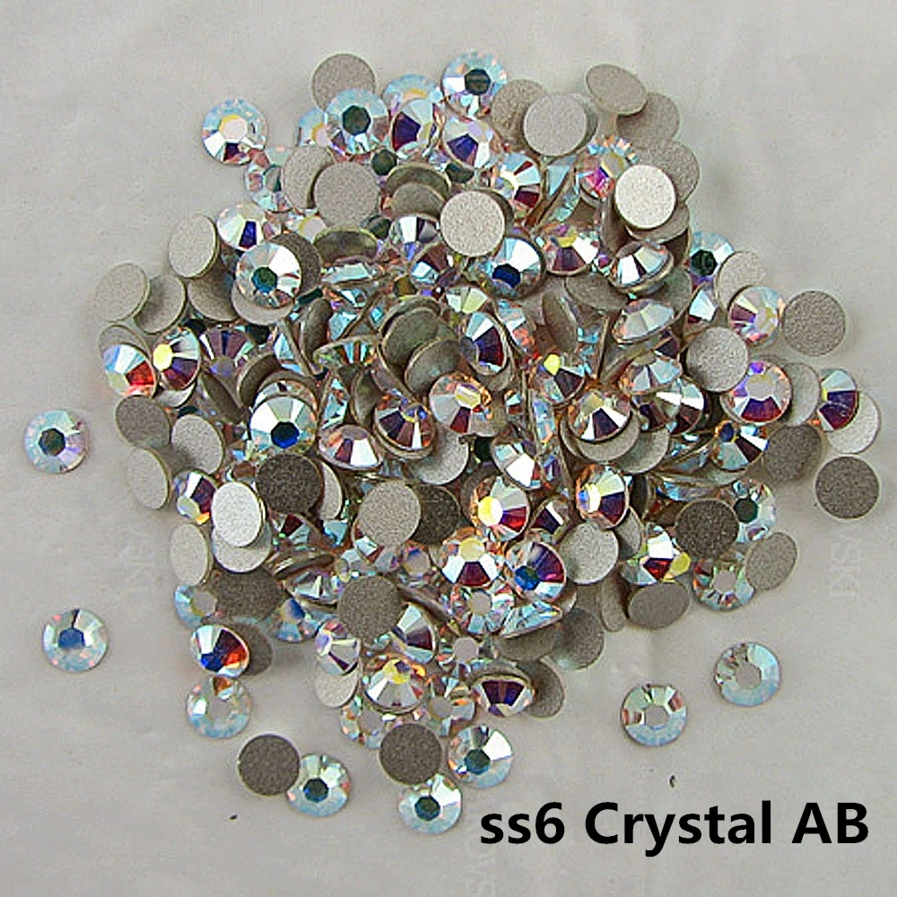 Ss6 (1.9 2.1 мм) crystal AB Клей На Стразы для Дизайн ногтей 1440 шт./упак. AAA качество плоская
