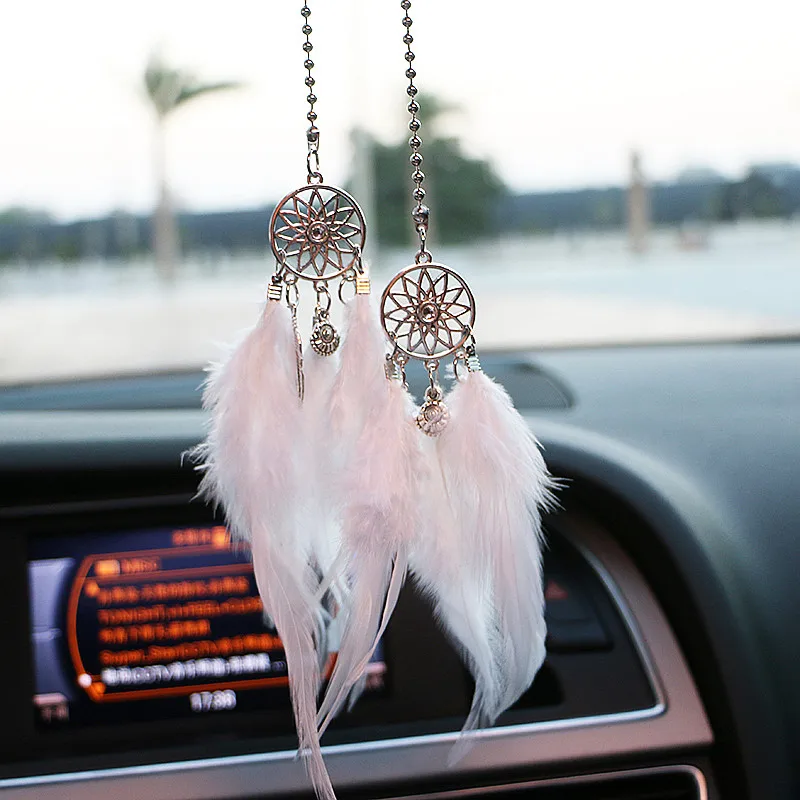 

Dream Catcher Car Pendant Handmade Feather Wind Chimes Auto Ornament Home Wall Hanging Decoration Dreamcatcher Wedding Gift