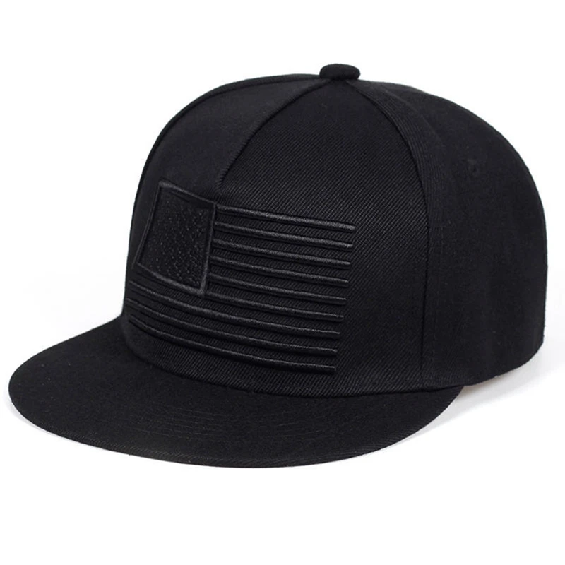 Embroidery Cool Flat Bill Baseball Cap Mens Gorras Snapbacks 3D Flag