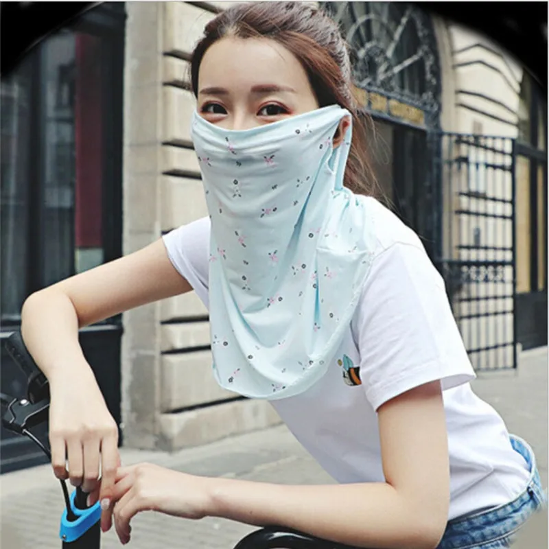 Women Cycling Face Mask Breathable Ice Silk Sunscreen Long Neck Full Face Mask Summer UV Protection Outdoor Sports Riding Mask