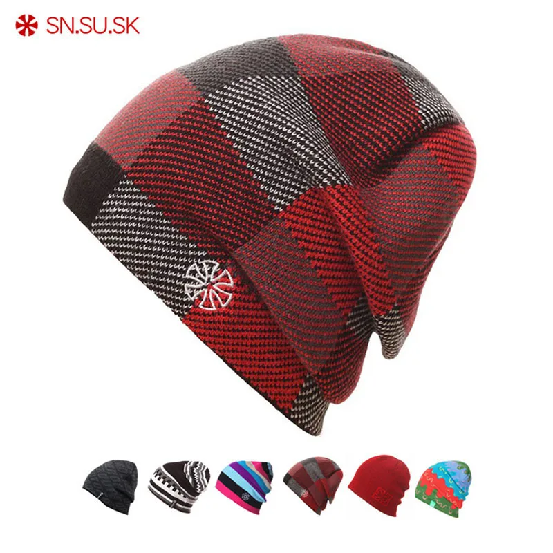 

SN.SU.SK 2019 Warm Winter Hat Knitted Beanies Hiking Hats For Men Women Sport Caps Skullies Gorros Bonnet Beanie Cap