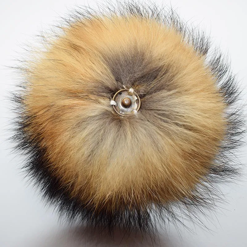 raccoon fur pompom natural back 2