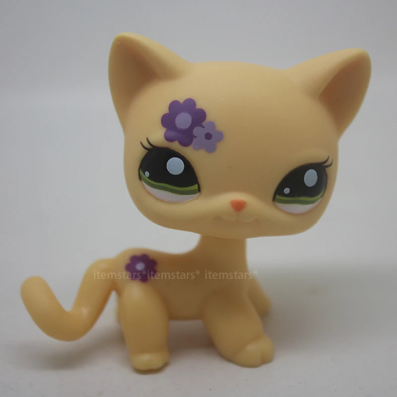 1962 Littlest Pet Shop Rare Short Hair Cat Kitty Yellow Purple Flowers Lps Toy Toy Big Toys Comforterstoy Snowman Aliexpress