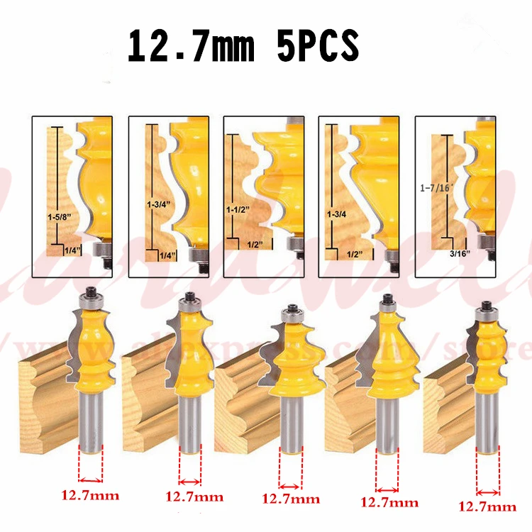 12,7 мм Shank-5PCS, Твердосплавные Концевые Фрезы с ЧПУ, деревообрабатывающие фрезы, деревообрабатывающие фрезы, Деревообрабатывающие инструменты, Концевая фреза из вольфрамовой стали