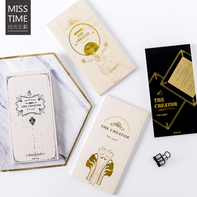 

1 Notebook+1Ruler Vintage Golden Creator notebook diary book material escolar memo notepad kawaii stationery school supplies