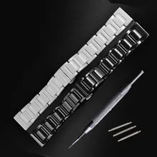 Watchbands 14mm 16mm 18mm 20mm Black White High Quality Ceramic Watch Band Strap Bracelets For Mens Lady Watch white ceramics band design mens leisure watch