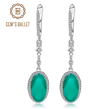 

Gem's Ballet 12.50Ct Natural Green Agate Gemstone Vintage Earrings For Women 925 Sterling Silver Drop Earrings Fine Jewelry