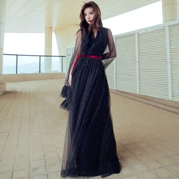 

2019 new spring and summer stars with the same mesh dress sexy annual meeting dress seaside holiday beach dress