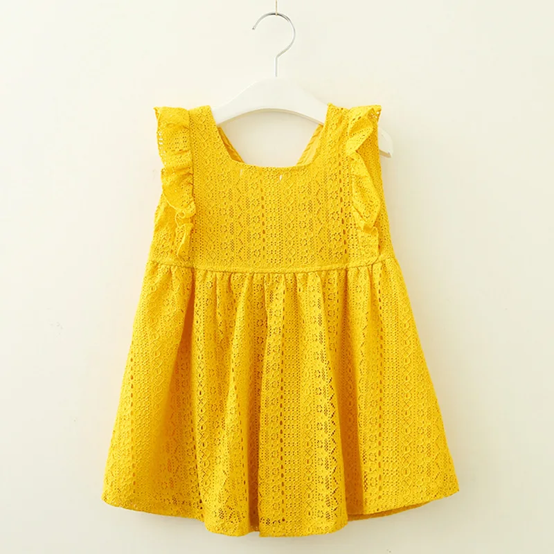

2019 New Spring Summer Girls Dress Kids Princess Dress Lace Petal Sleeve Design For Baby Girl Clothes 1-5 Years