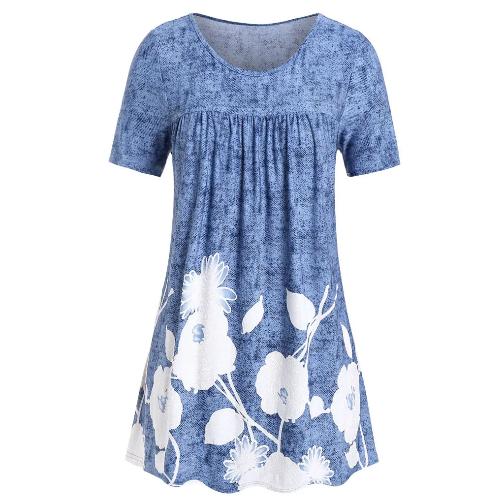 

Women Plus Size Tops And Blouses Vintage Lace Ladies Tops Summer 2019 Women Tunic Print Short Sleeve Blouse Woman Clothes #610