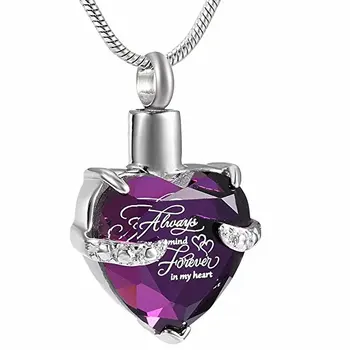 

Multicolor Birthstone Cremation Necklace Free Engrave Always Mind Forever In My Heart memorial Urn Pendant Ashes Keepsake Women